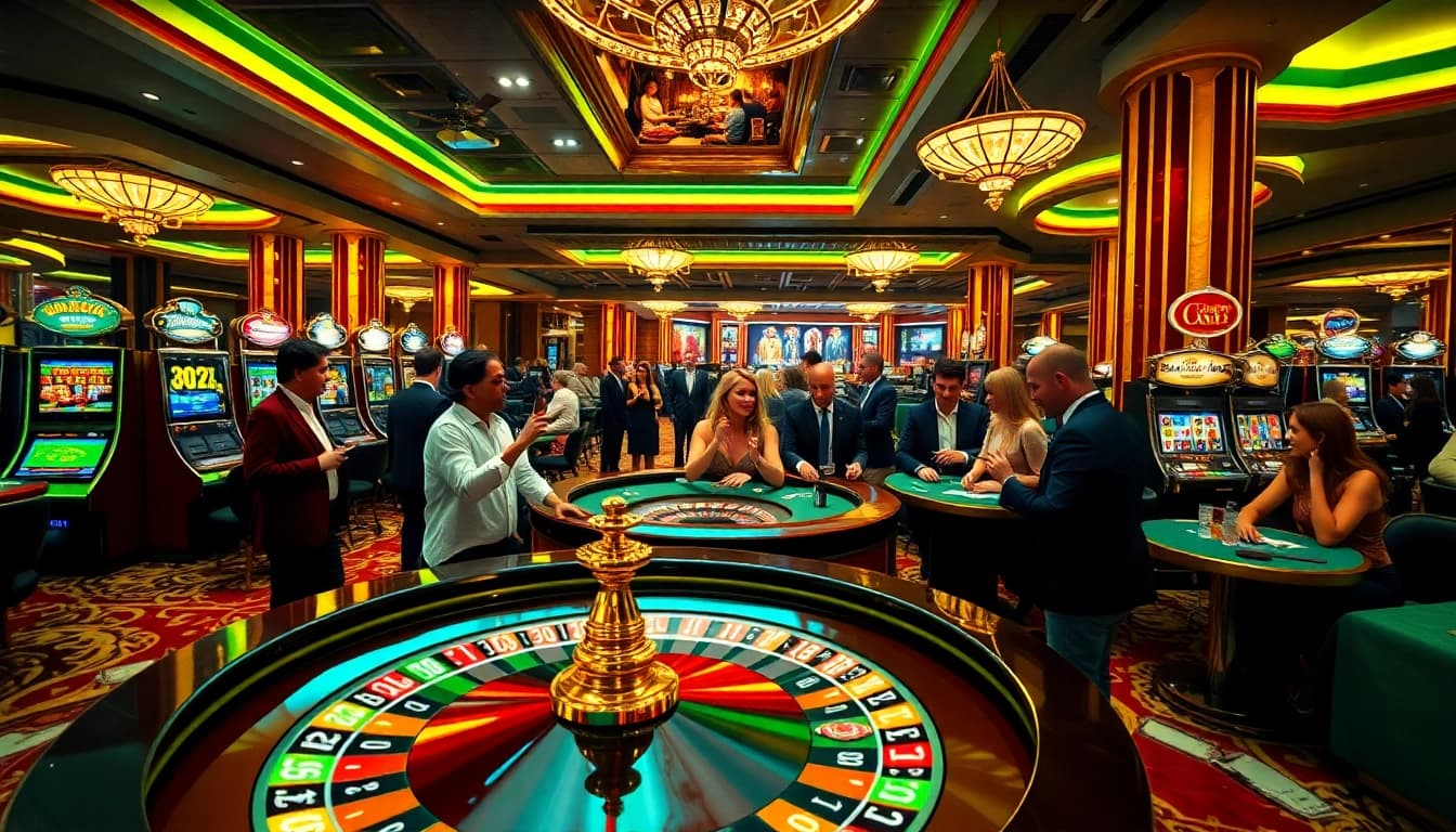 Experience the excitement of fun79 at a luxurious casino with vibrant games and enthusiastic players.
