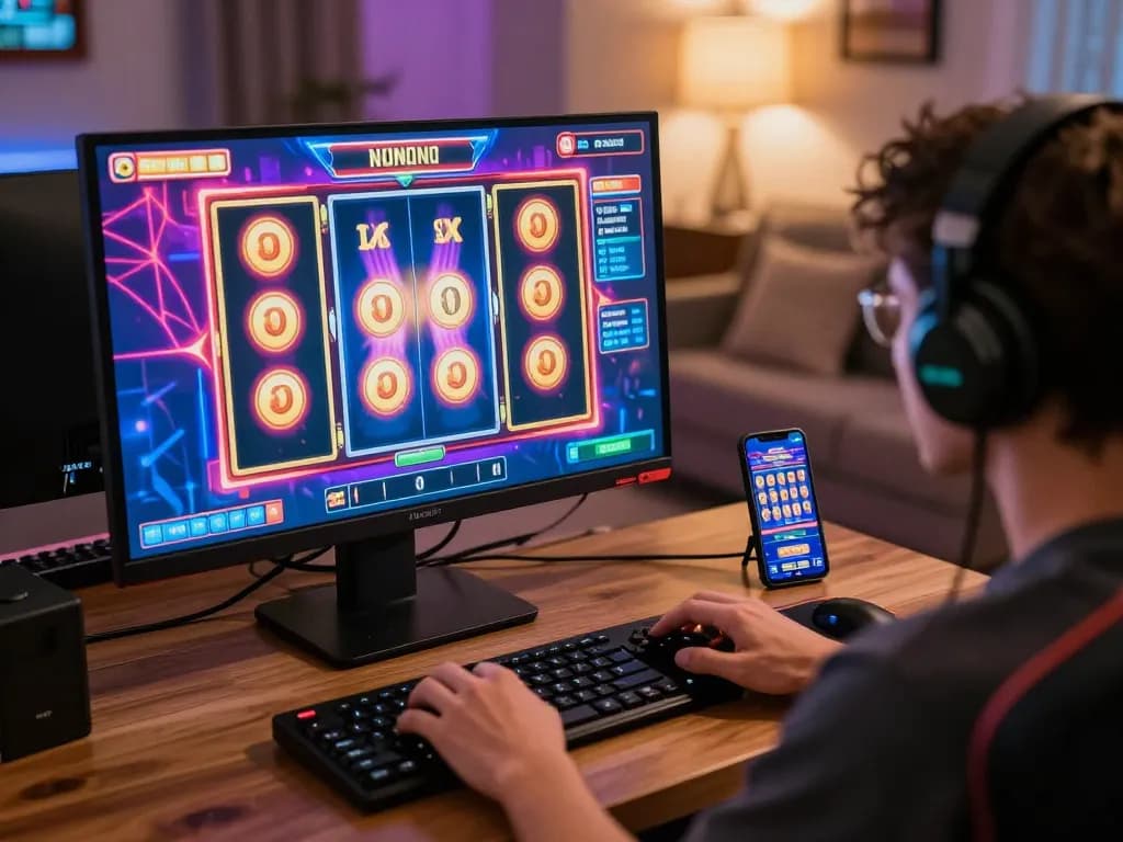 Engaging DRAGON222 player spinning online slot machine for a chance to win