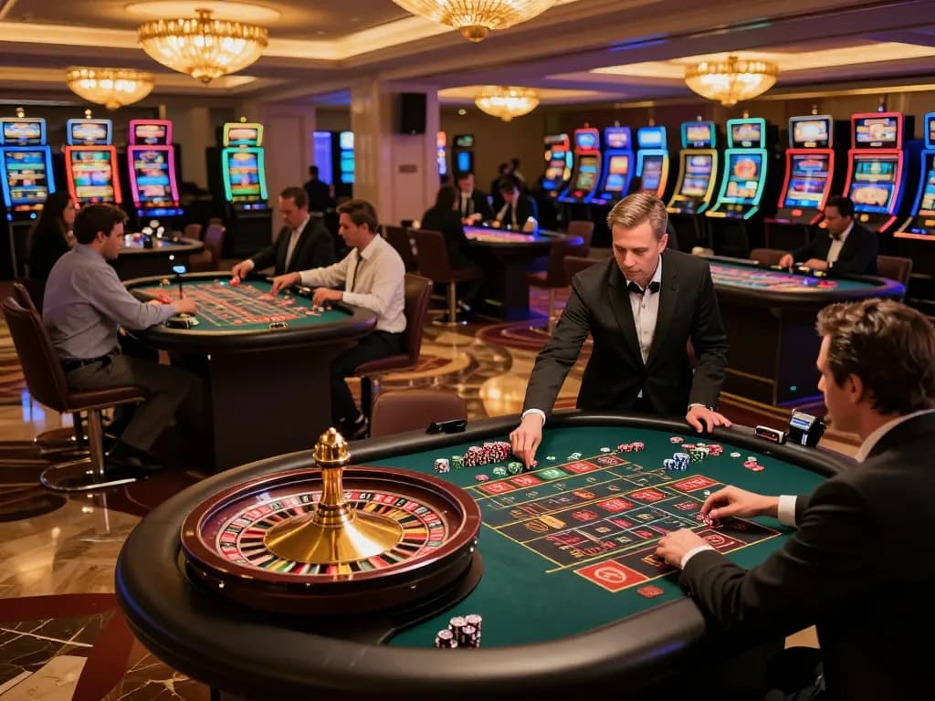 Experience excitement at sky 88 casino roulette tables with players betting passionately.