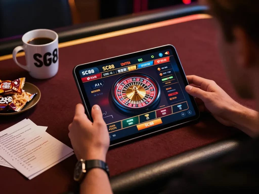 Experience the thrill of sc88 online casino gaming with an engaging, focused player at their sleek setup.