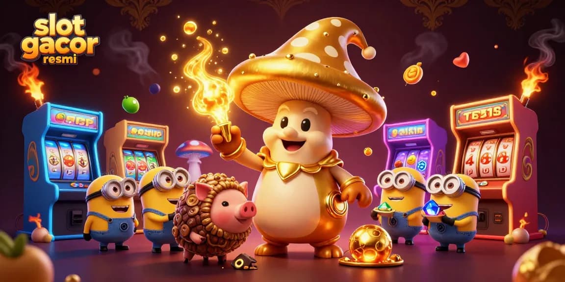 Permainan slot gacor resmi menampilkan wizard emas dan keajaiban jackpot dalam suasana kasino yang megah.