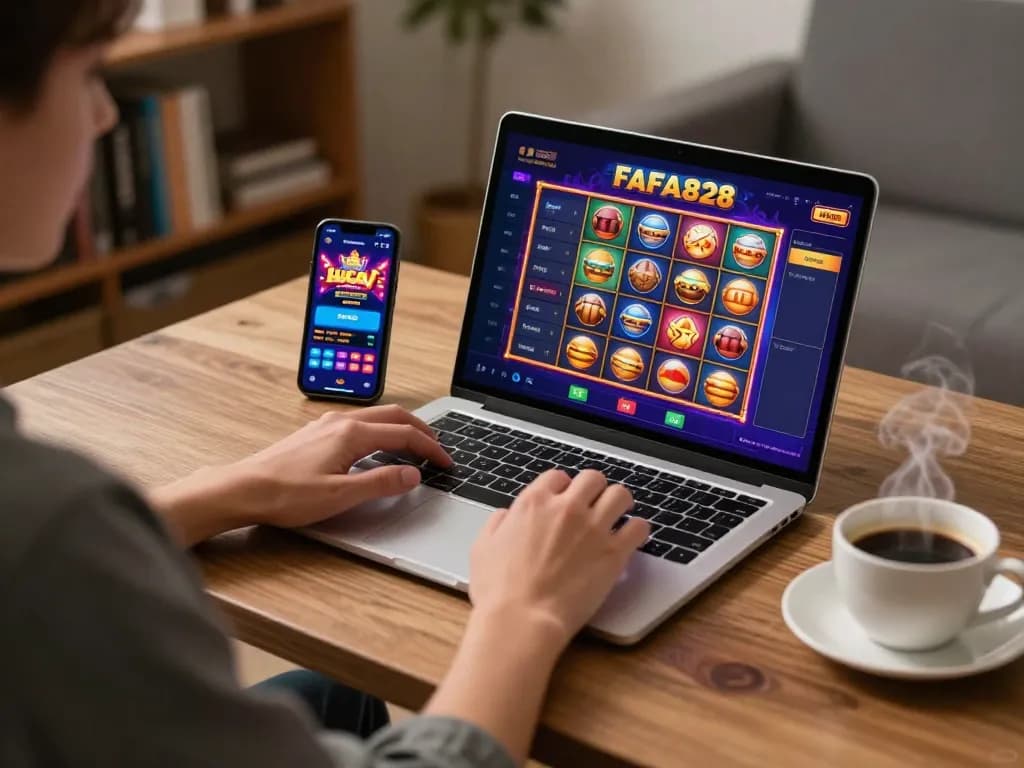 ผู้เล่น FAFA828 สนุกกับสล็อตออนไลน์บนแล็บท็อปในบรรยากาศที่อบอุ่นเน้นการเล่นเกมเชิงกลยุทธ์