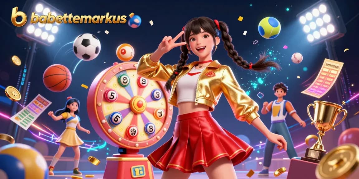 Babettemarkus showcases thrilling sports betting excitement with vibrant characters, dynamic elements, and winning visuals.