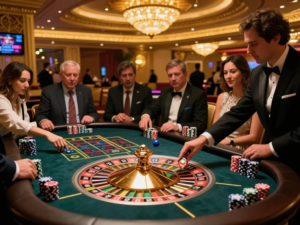 Watch the strategic roulette game action at a Las Vegas casino with Go8 players eagerly betting.