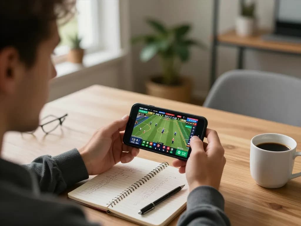 Engaging smartphone action in sports betting with f8beta2 user strategizing for better odds.
