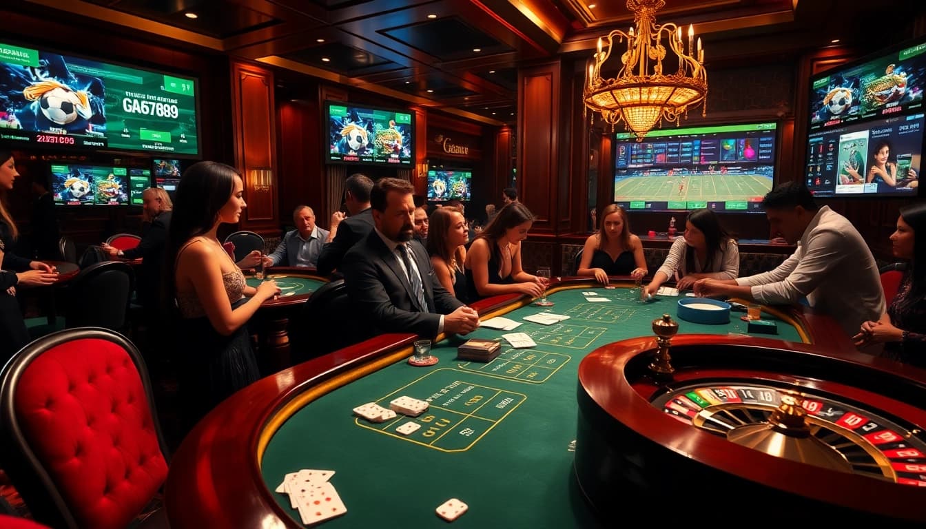Gambling enthusiasts engage at a high-stakes table while using ga6789 for live betting.