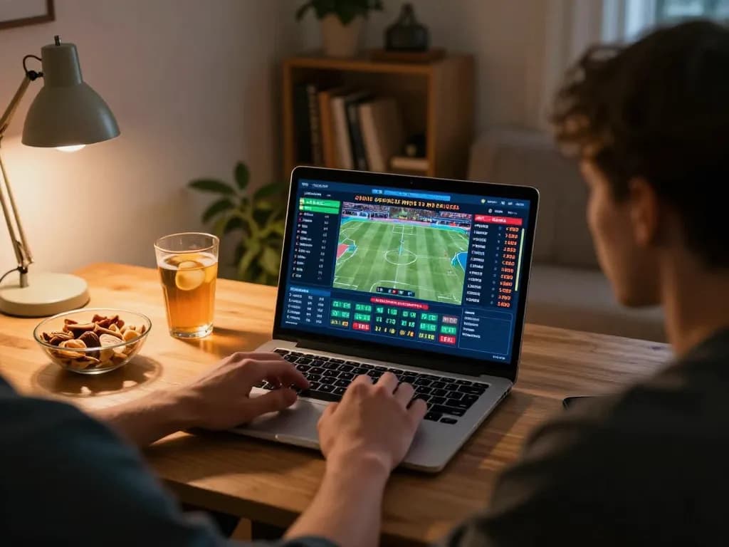 Engaged user placing strategic bets on TIP88 sports betting platform.