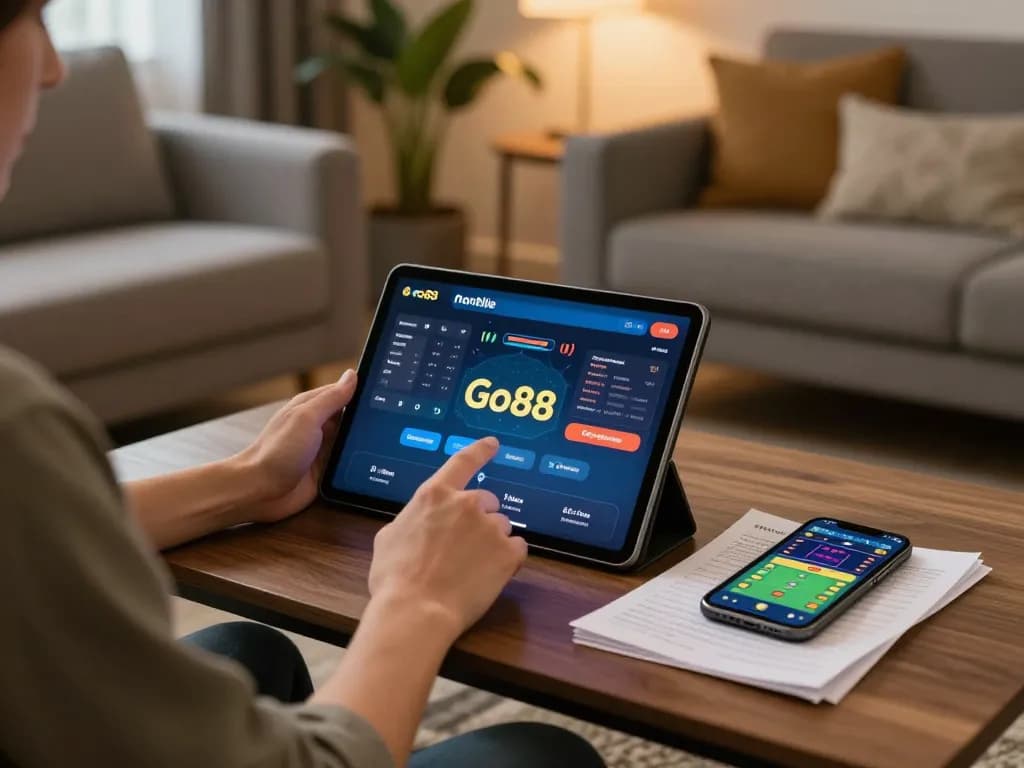Engage with Go88 gaming app on tablet at home for responsible entertainment