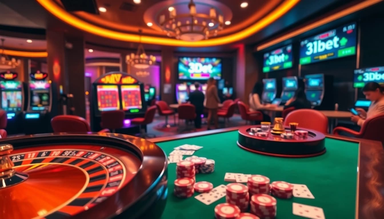 A thrilling gaming scene featuring 3Dbet poker chips and cards on a casino table, inviting players to join the excitement.