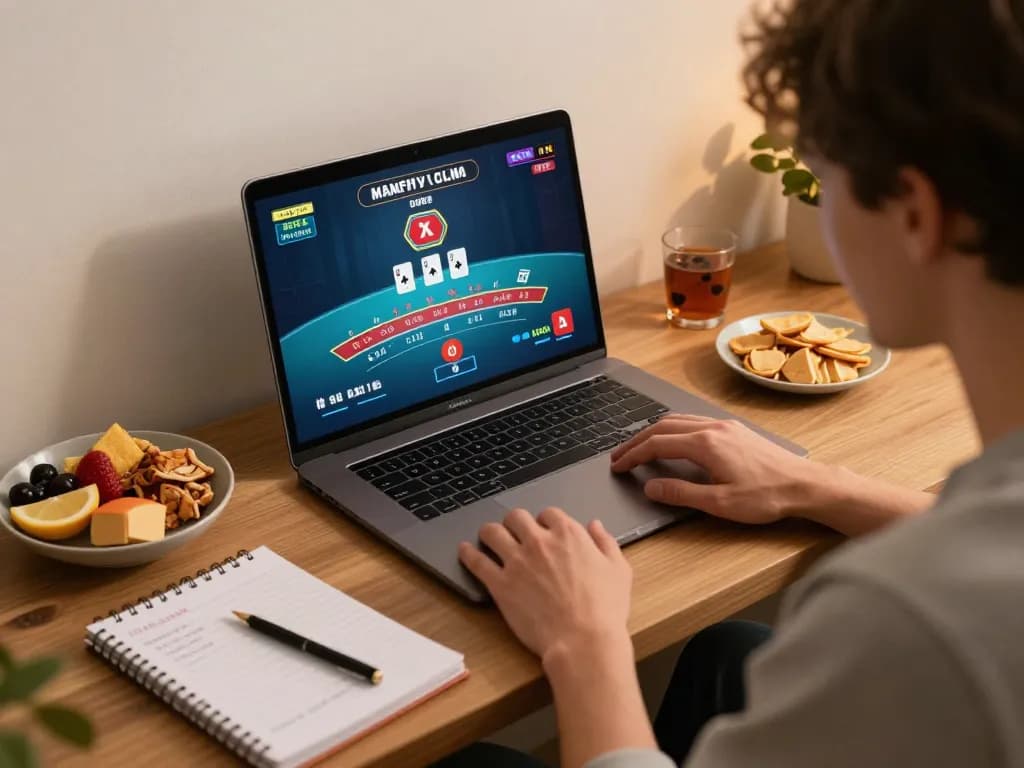 cm88 player enjoying online blackjack with strategies in a cozy home setup