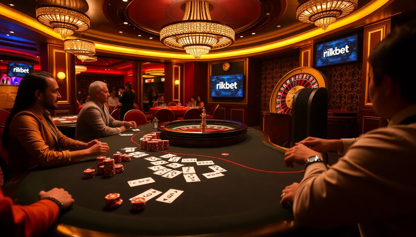 Experience thrilling action at the rikbet poker table with vibrant chips and cards.