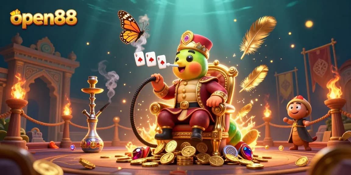 Experience open88 with a vibrant 3D gaming scene featuring classic casino elements and stunning visuals.