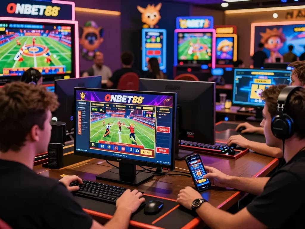 Engaged players enjoying diverse gaming activities on Onbet88 platform.