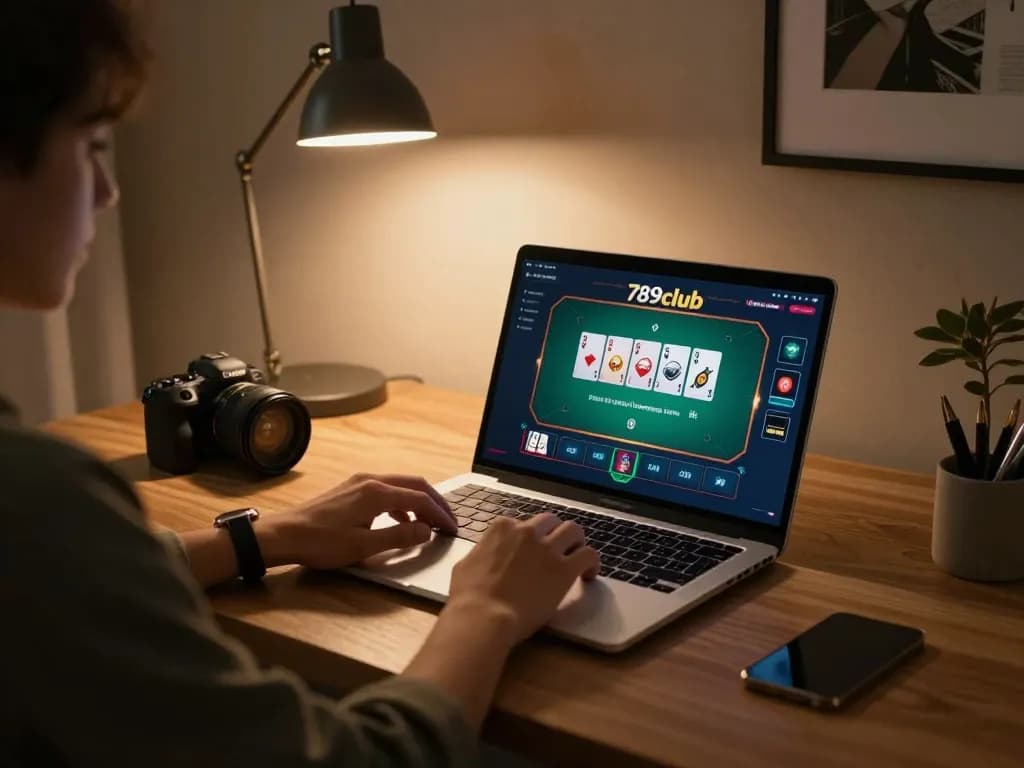 Engaging in an exciting game on 789club's platform with a sleek laptop.