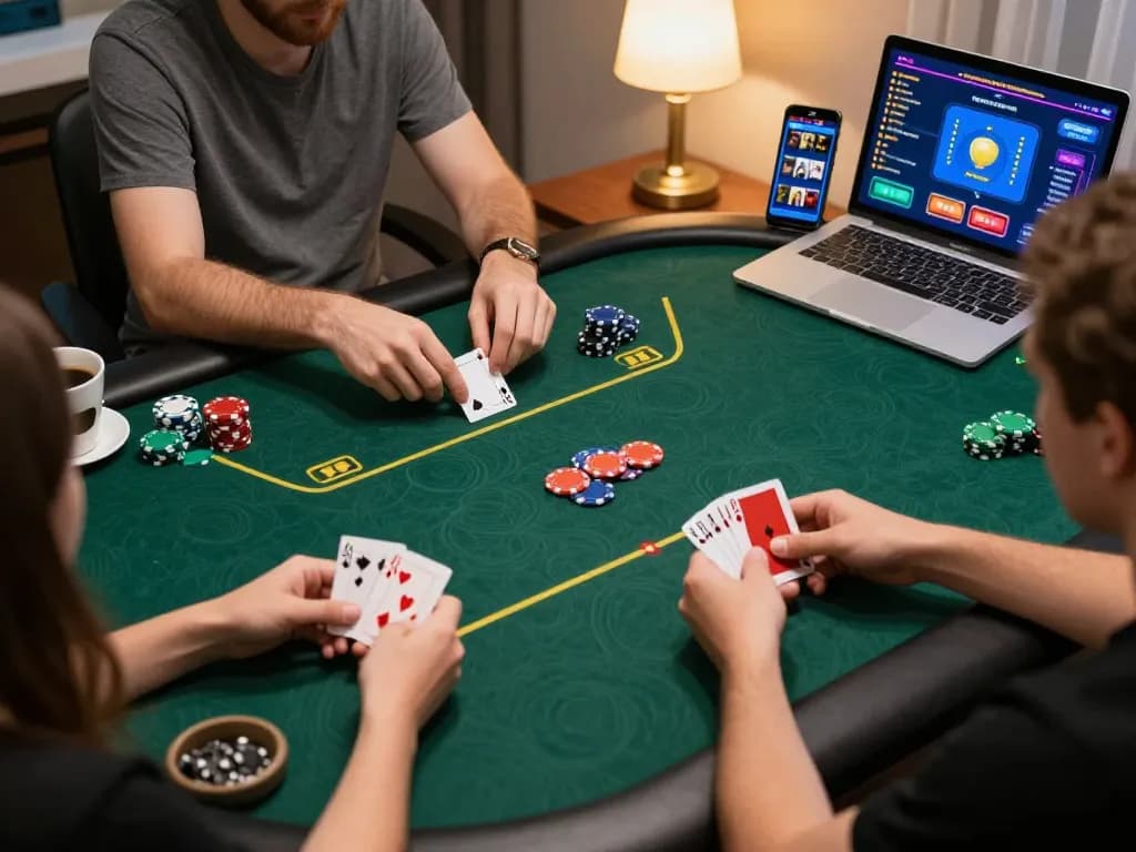 Players enjoying online poker strategies on c168 platform from a cozy home setting.