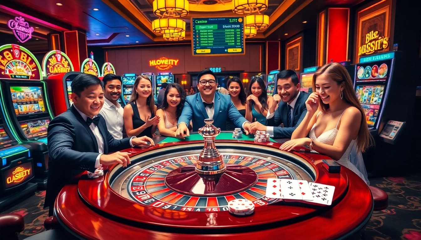 Players engaging in thrilling bets at the roulette table while enjoying the experience on https://tr88.work/ casino platform.