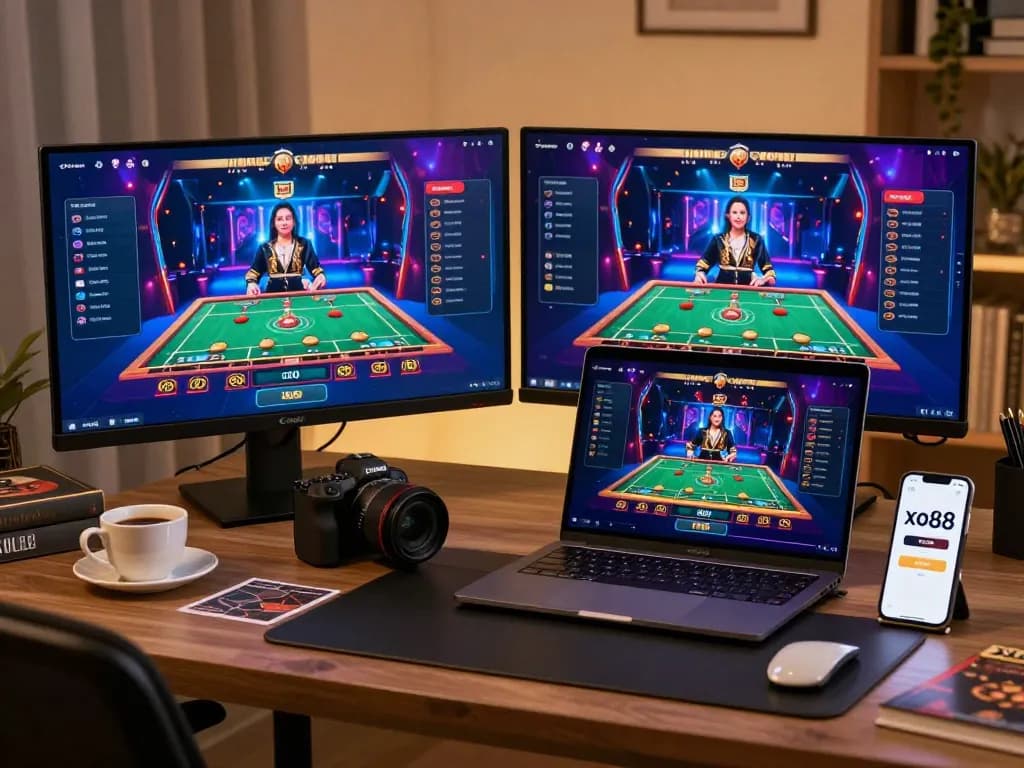 Experience the thrill of gambling at xo88 with a modern online gaming setup in a cozy home office