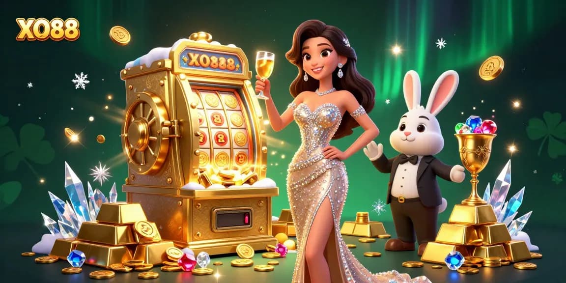 Experience the thrilling excitement of XO88's jackpots with vibrant gold and gem visuals.
