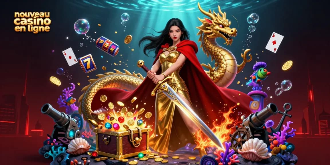 Découvrez l'excitation du nouveau casino en ligne avec des rouleaux de machines à sous vibrants, des personnages dynamiques et des trésors dorés.