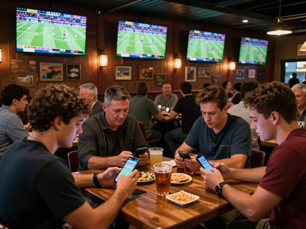 Soi keo nha cai in action at a lively sports bar, with patrons engaged in betting and enjoying games.
