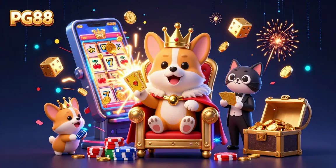Engage with PG88's thrilling gaming experience featuring corgis, jackpots, and spinning reels.