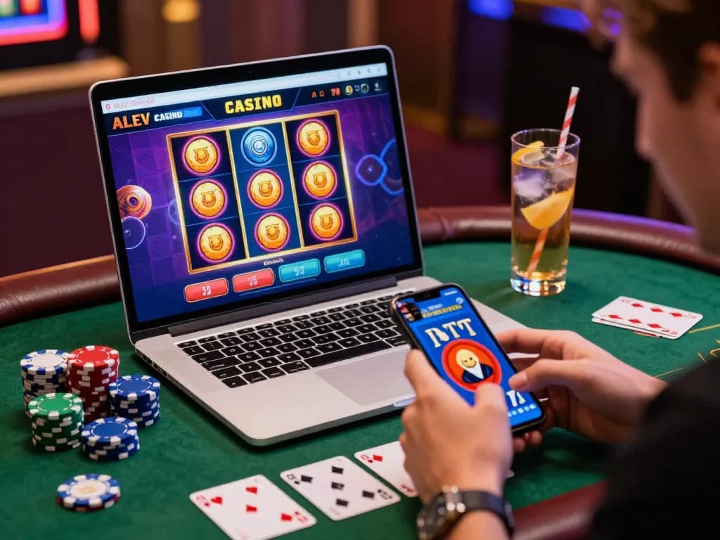 Alev Casino online gaming experience with vibrant graphics and sleek interface, capturing the excitement of placing bets.