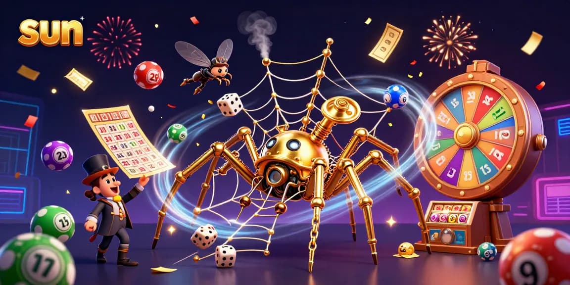 Catch the luck with golden games at Sun's dynamic casino scene featuring rich elements and a playful theme.