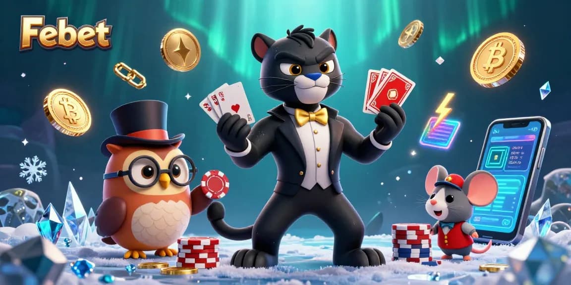 Experience immersive gaming with Febet in this vibrant casino illustration.