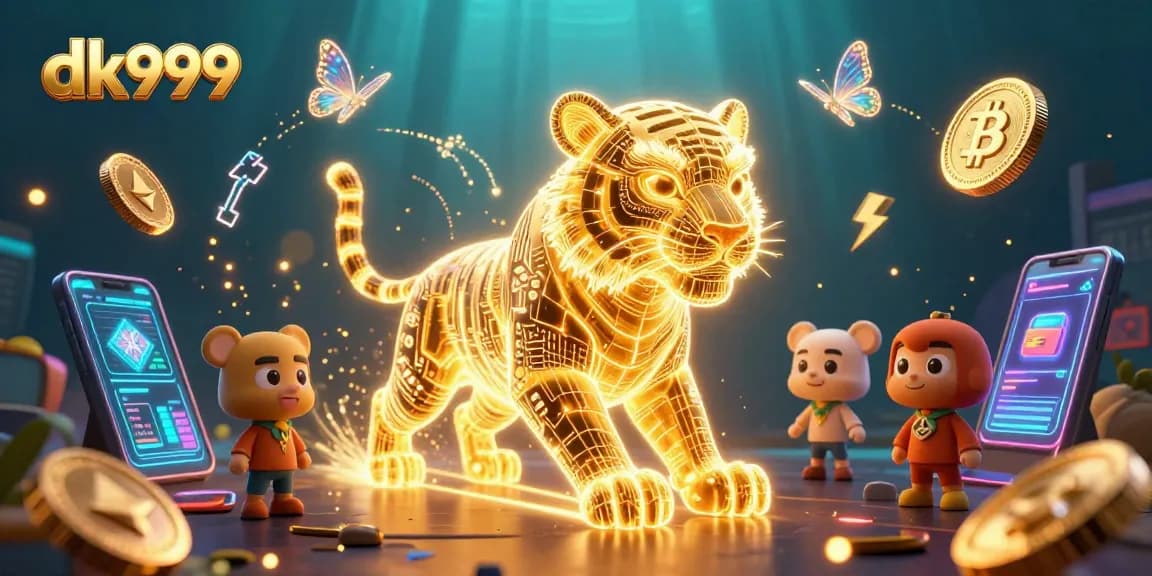 Experience thrilling gameplay with the dk999 app as the golden tiger leads you through a vibrant digital casino.