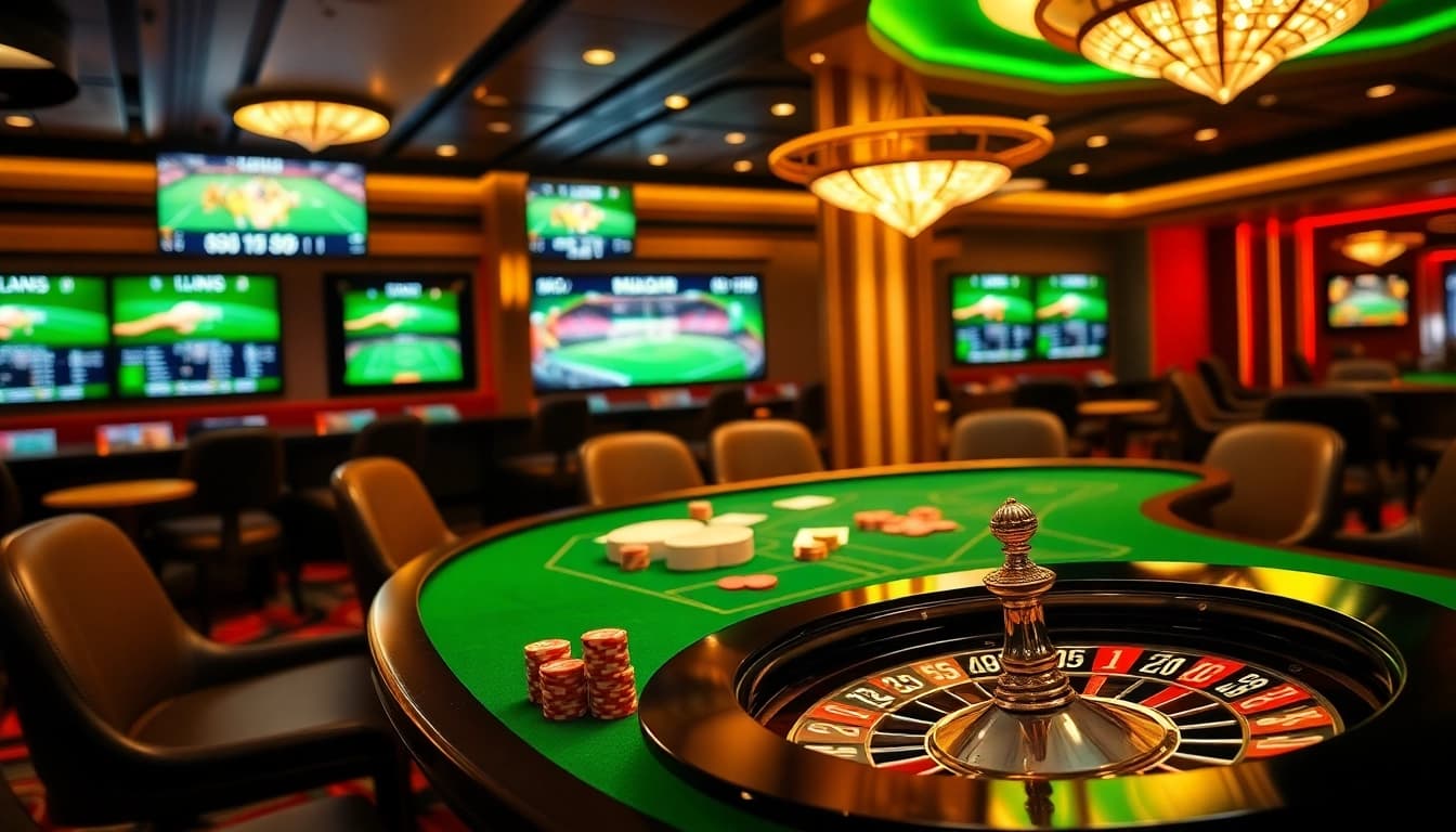 Experience thrilling kqbd betting at a luxurious casino table with vibrant games and action.