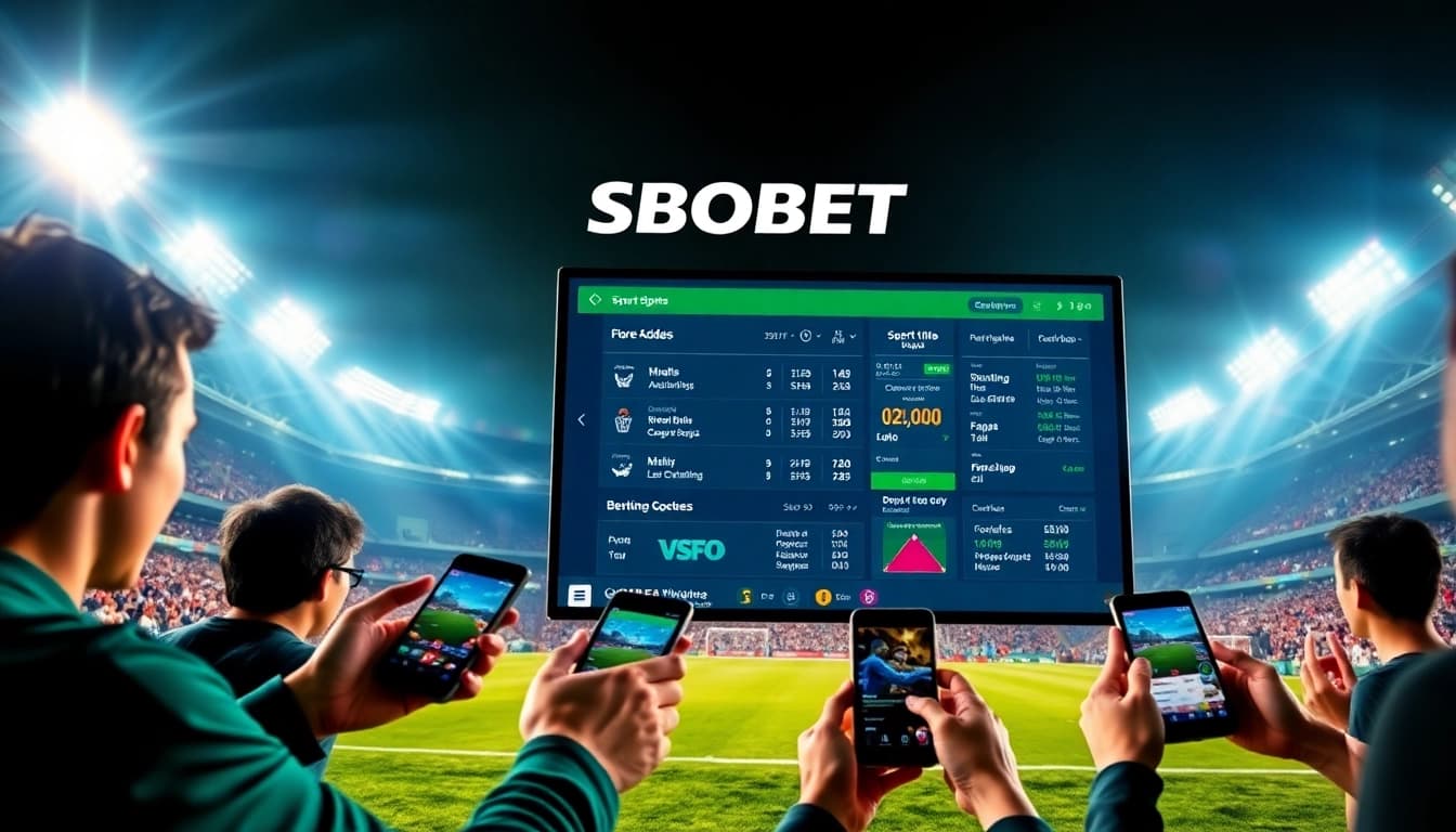 SBOBET online sports betting scene with live match stats and enthusiastic fans