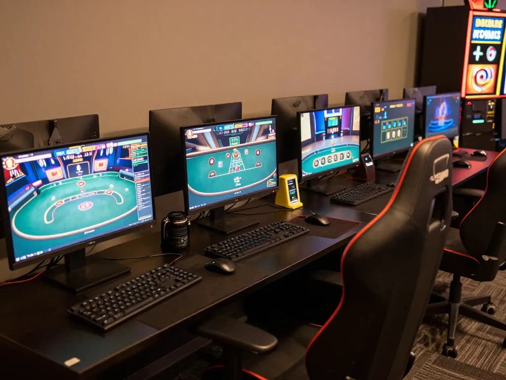 Player strategizing for Bj88 casino games at a modern online gaming setup