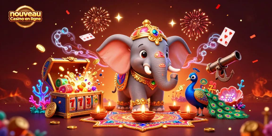 Découvrez le charme du nouveau casino en ligne avec des personnages colorés au milieu de machines à sous vibrantes et de trésors dorés.