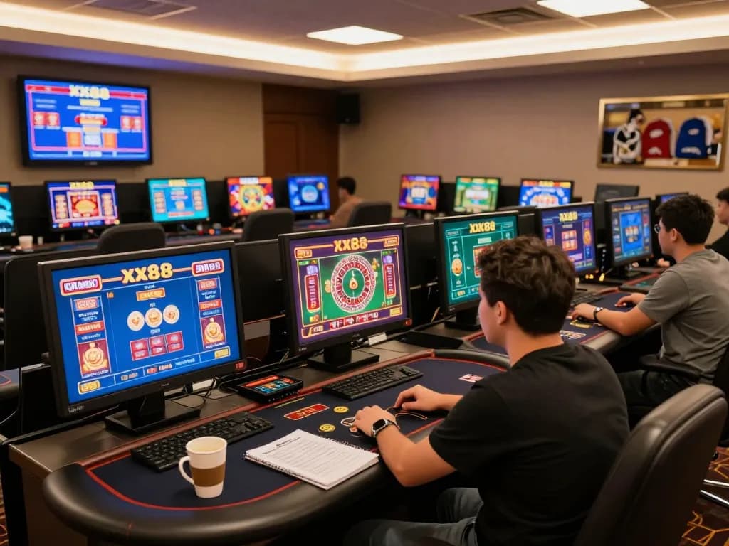 Player engaging with live games on xx88 online casino setup, showcasing strategic gameplay and modern gaming interface.