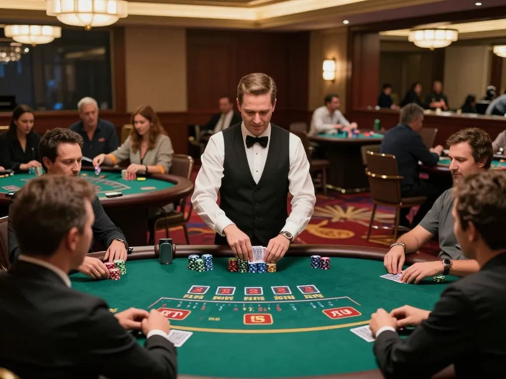 Players enjoying a thrilling game of blackjack at XX88's upscale casino floor