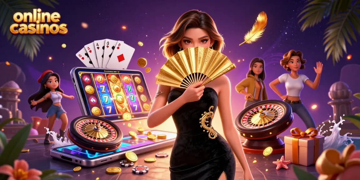 Experience the thrill of online casinos with a captivating 3D casino illustration showcasing vibrant slot games.