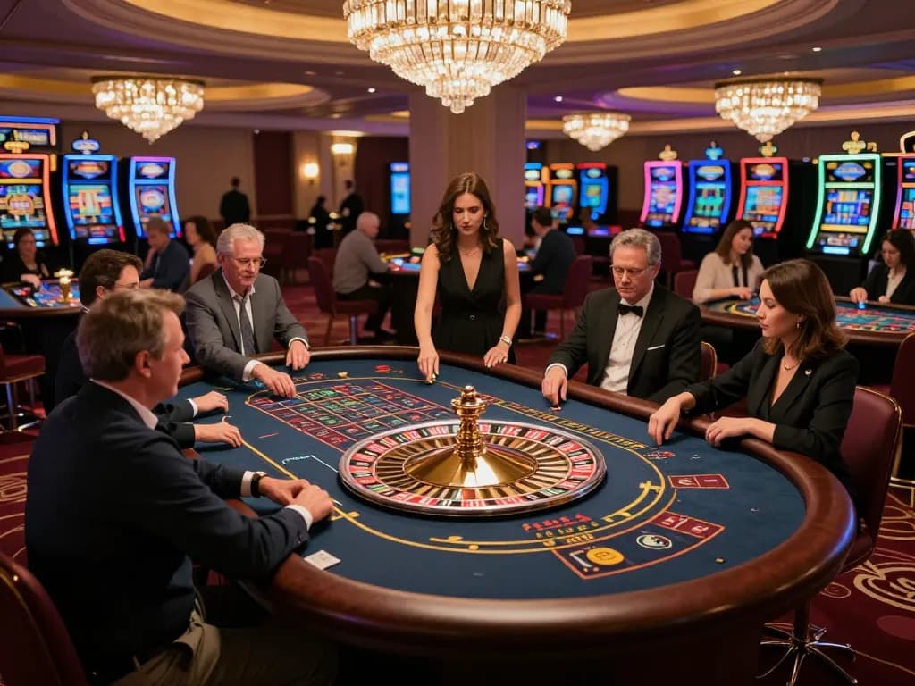 Players place bets at the roulette table in the engaging sun win casino atmosphere.