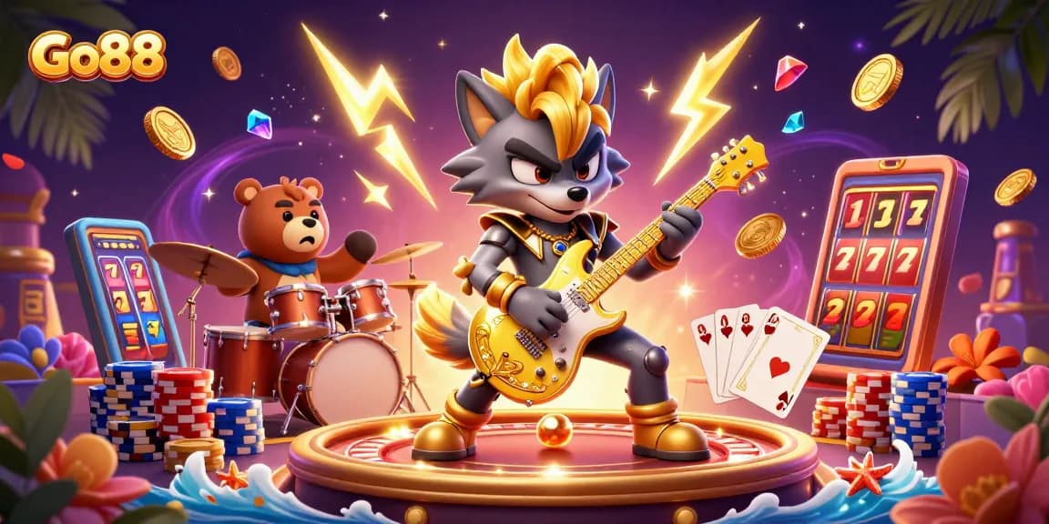 Experience the excitement of Go88 with vibrant casino characters and dynamic game elements.