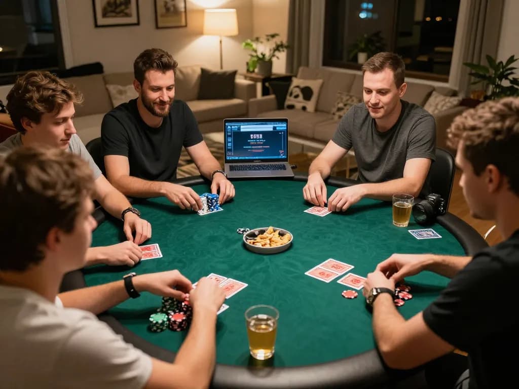 Players engage in a thrilling poker game from home, emphasizing strategic moves with ffmpeg api