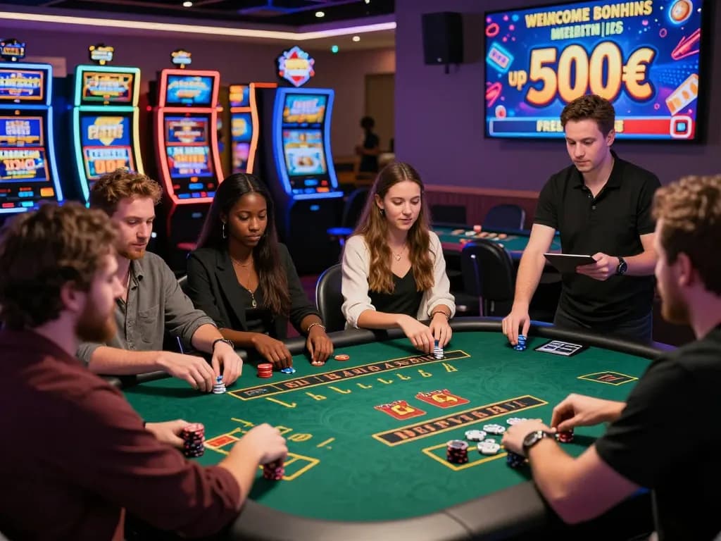 Sultan casino players enjoying a lively blackjack game, showcasing vibrant gaming atmosphere and exciting promotions.