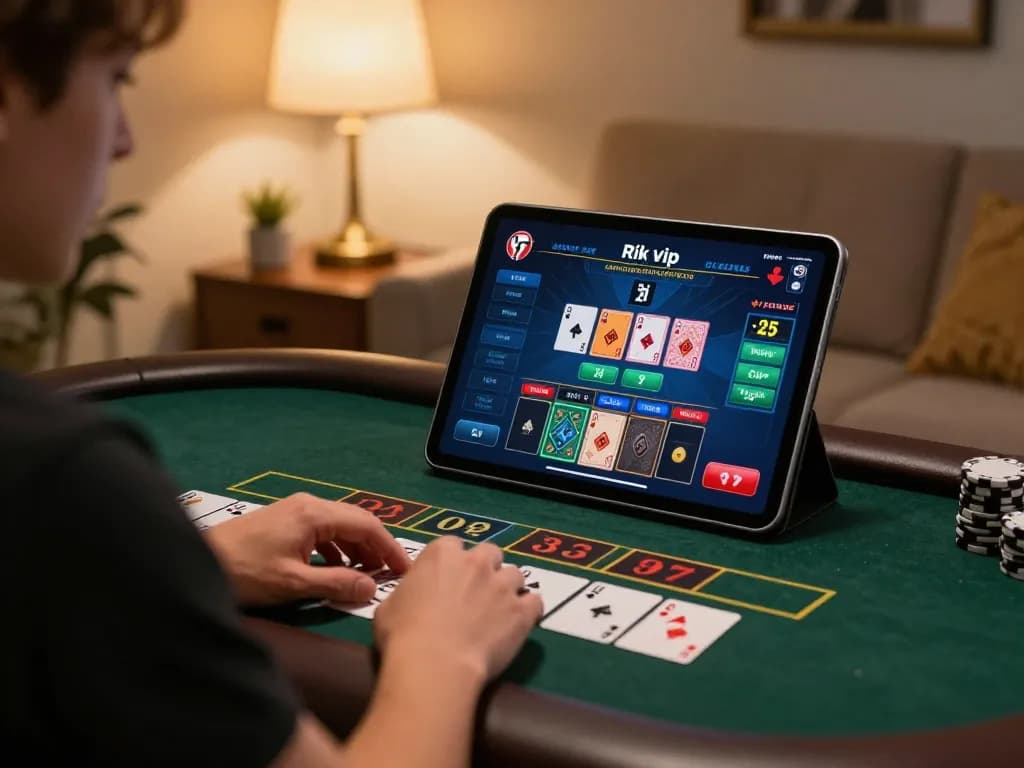 Enjoying blackjack gameplay at home with rik vip online casino on the tablet