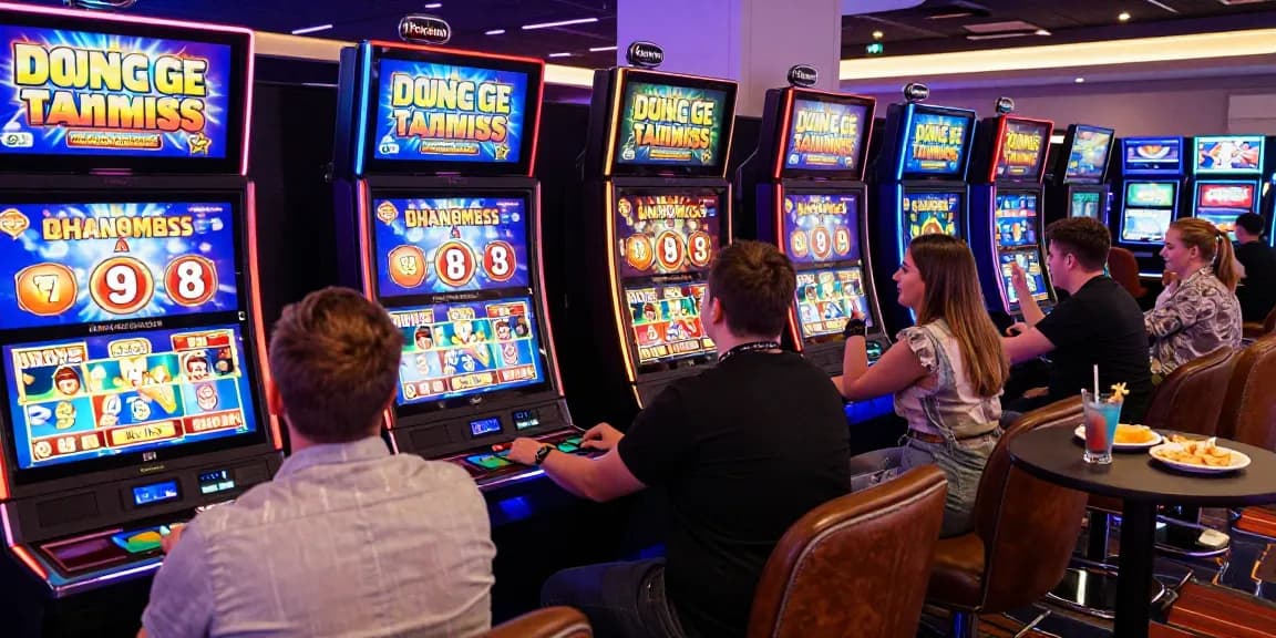 Players enjoying bonus buy slots uk in a lively casino atmosphere with colorful slot machines and excitement in the air.