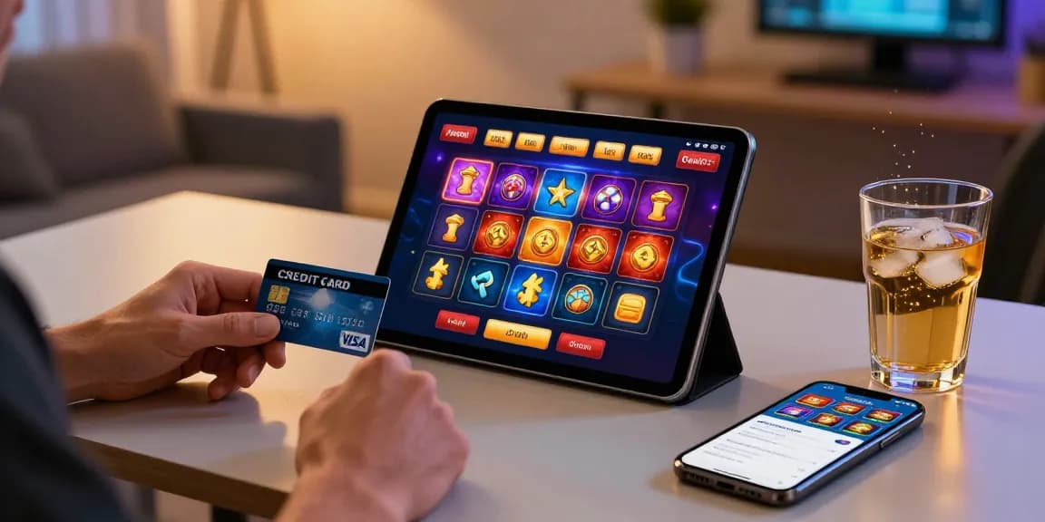 Online gambling experience at https://brcs.co.uk featuring a player gaming with a Visa credit card in a modern home office.