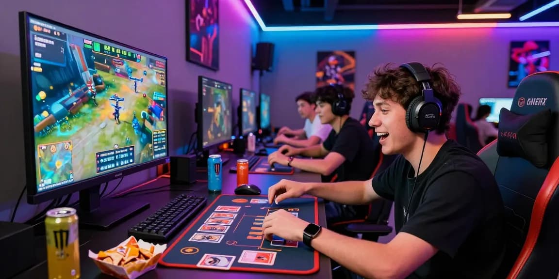 Exciting gaming atmosphere featuring sunwin card games in a vibrant lounge.