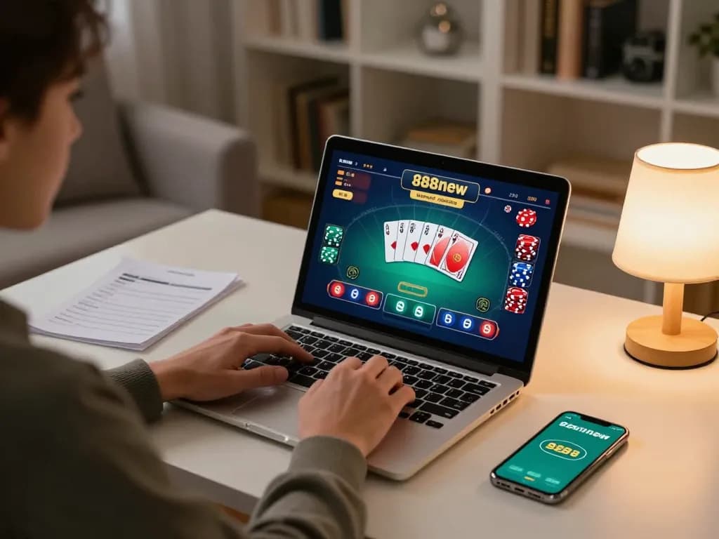 Engaging in online poker on 888new with strategic notes and a vibrant interface.