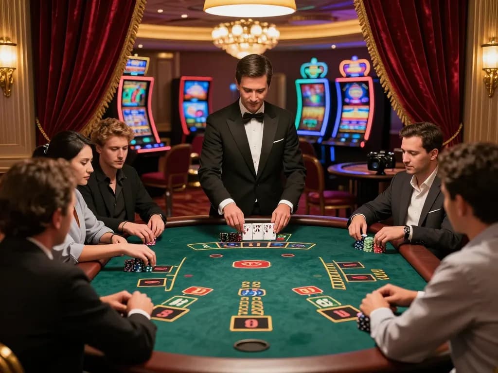 Players vying for victory at a blackjack table showcasing strategic gameplay with SC88 vibes.