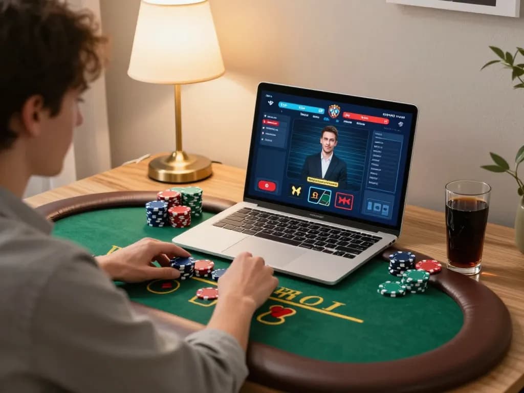 player strategizing winning moves in blackjack at home, focusing on du88 gaming session