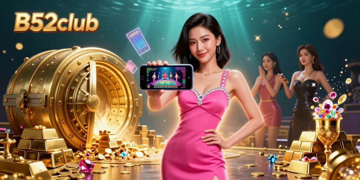 Experience the excitement of B52club's live dealer games with vibrant casino visuals.