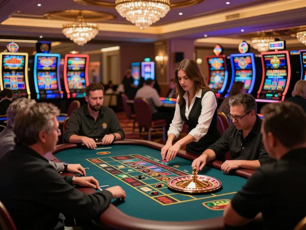 X88 players engaged in a thrilling roulette game with croupier managing bets under warm casino lights