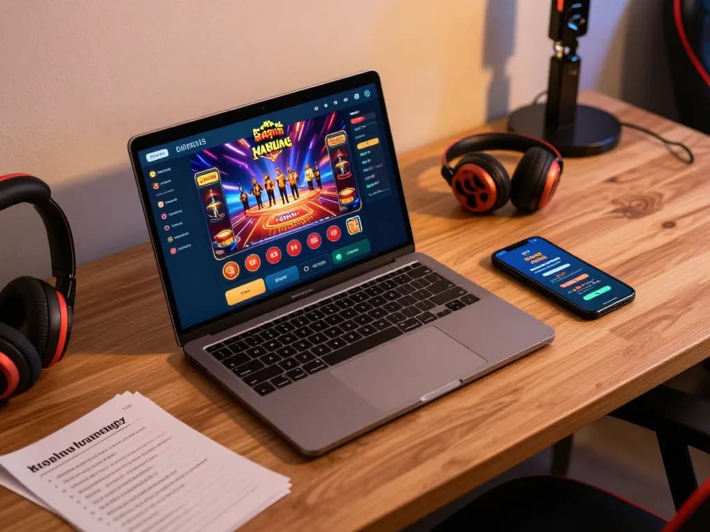 Engaging online gambling scene at https://88bet.zone/, showcasing comfortable setup with laptop and smartphone.